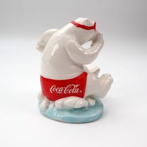 Vintage Coca-Cola Polar Bear Figurine 1995 Enesco Ceramic Holiday Collectible
